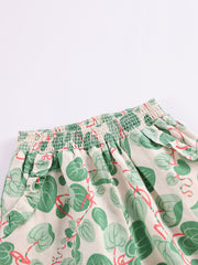 Girls Dots Baggy Cuff Linen Pants Kids Summer Trousers