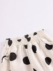 Girls Dots Baggy Cuff Linen Pants Kids Summer Trousers