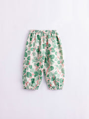 Girls Dots Baggy Cuff Linen Pants Kids Summer Trousers