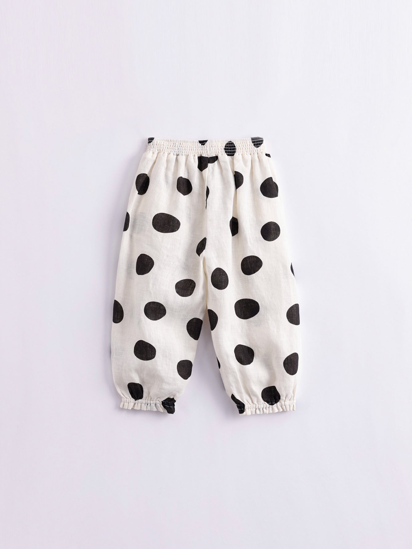 Girls Dots Baggy Cuff Linen Pants Kids Summer Trousers