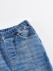 Girls Summer Denim Flared Trousers