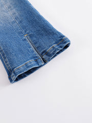 Girls Summer Denim Flared Trousers