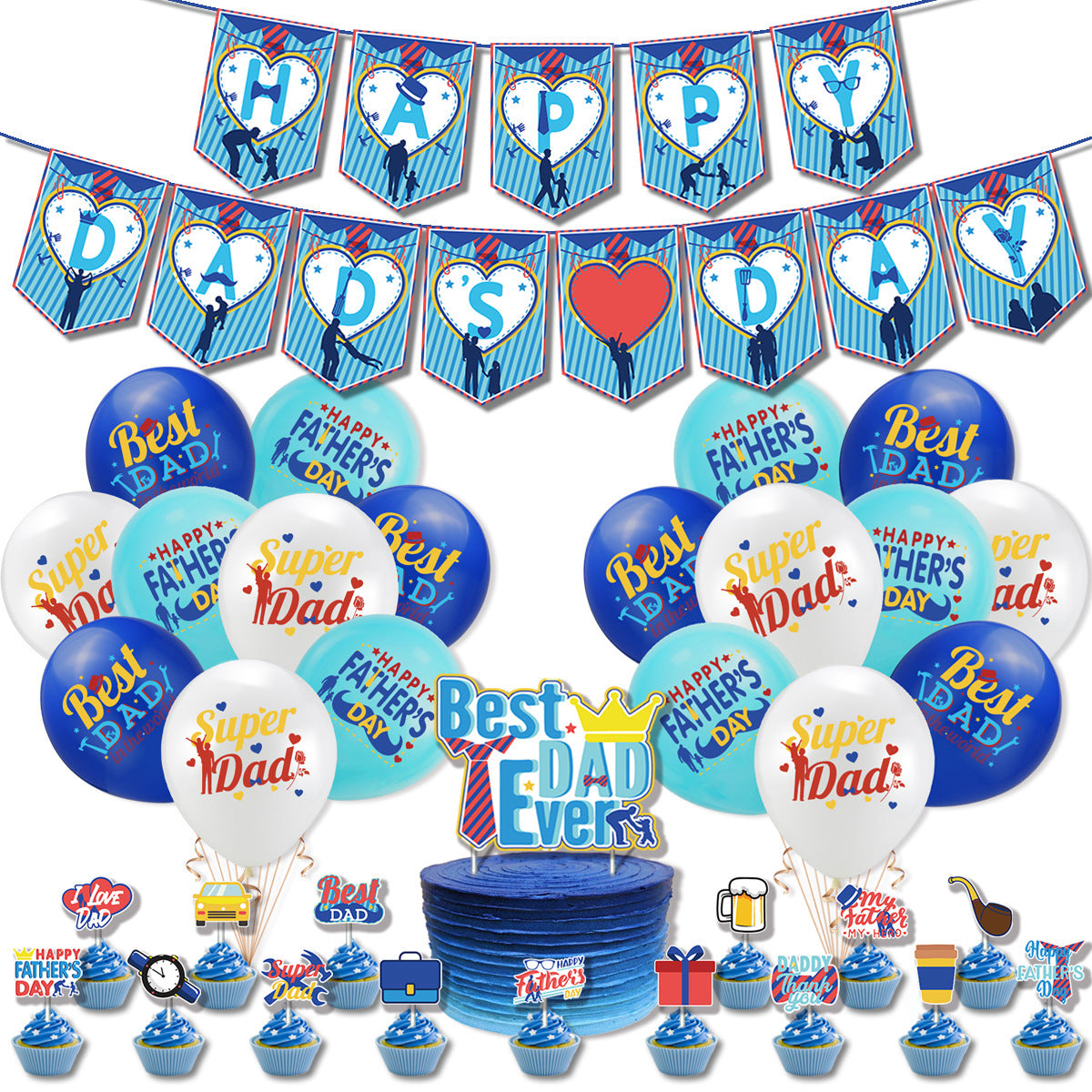 Father's Decorations Banner and Balloons for Party