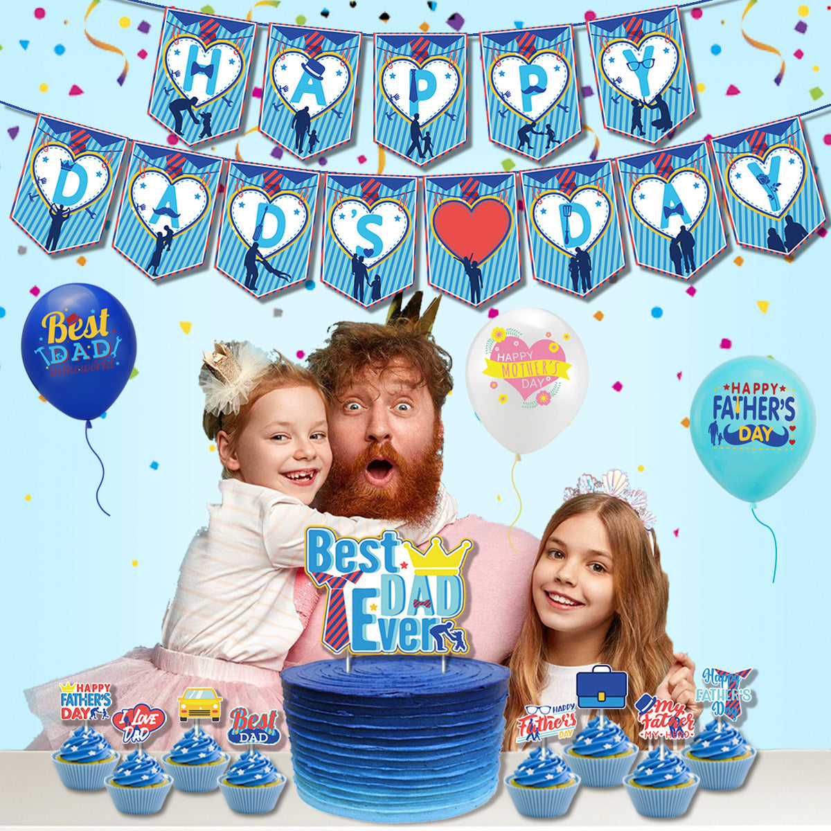 Father's Decorations Banner and Balloons for Party
