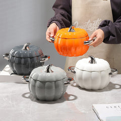 1pc Pumpkin Stockpot With Lid 18 01cm Ceramic Pumpkin Cooking Pot