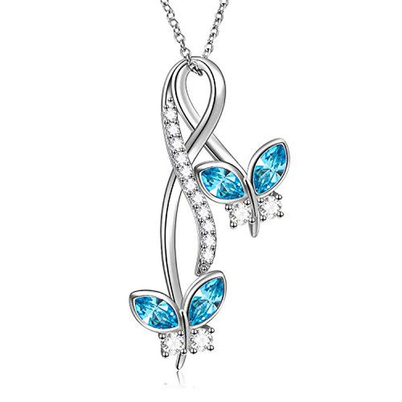 Butterfly Rhinestone Pendant Necklace for Girls