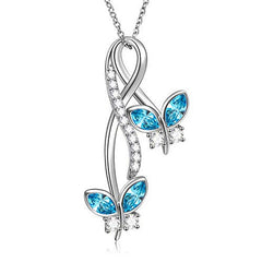 Butterfly Rhinestone Pendant Necklace for Girls