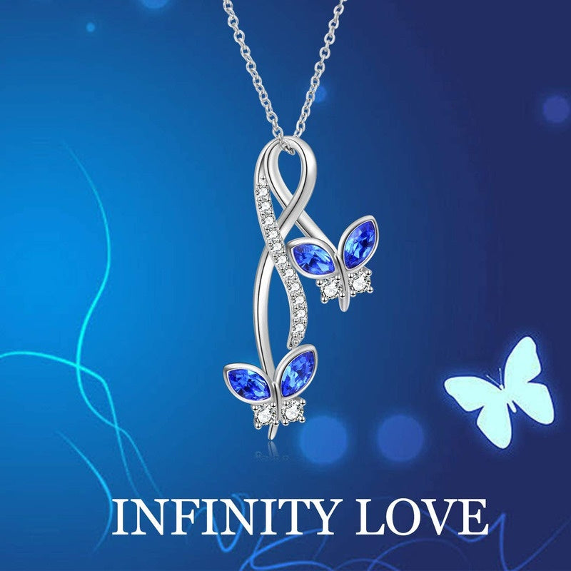 Butterfly Rhinestone Pendant Necklace for Girls