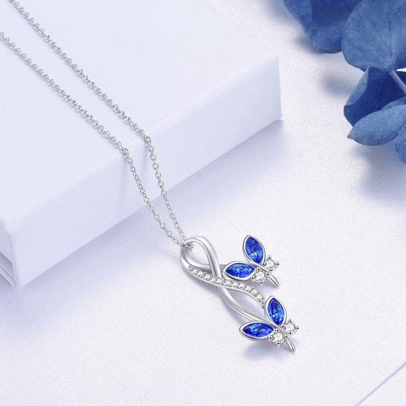 Butterfly Rhinestone Pendant Necklace for Girls