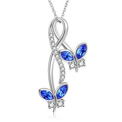 Butterfly Rhinestone Pendant Necklace for Girls