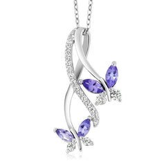 Butterfly Rhinestone Pendant Necklace for Girls