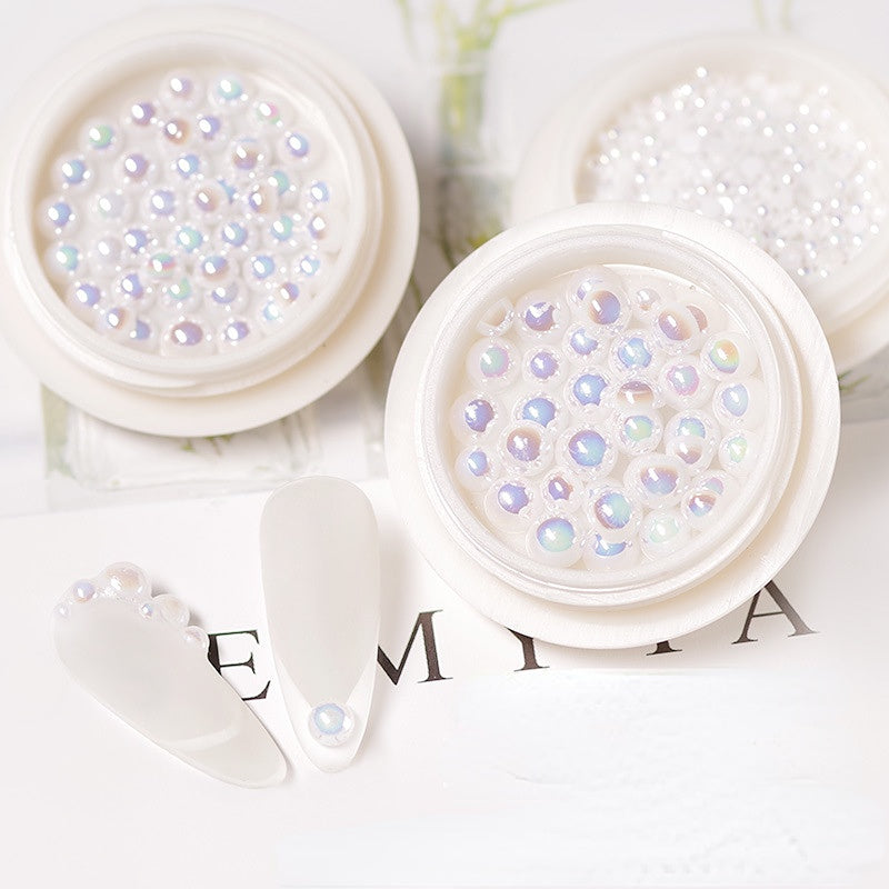 Aurora Pearls Half Round for DIY Jewelry and Nail Art