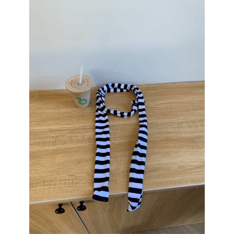 Punk Striped Knitted Long Scarf Hip Hop Neck Tie Scarf