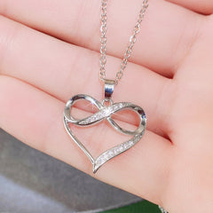 Rhinestone Infinity Heart Pendant Necklace Holiday Birthday Gift For Girls