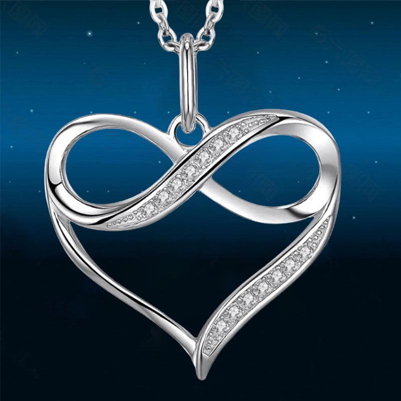 Rhinestone Infinity Heart Pendant Necklace Holiday Birthday Gift For Girls