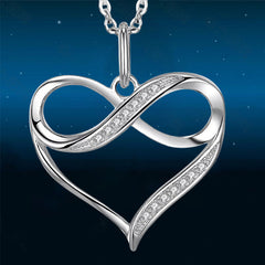 Rhinestone Infinity Heart Pendant Necklace Holiday Birthday Gift For Girls