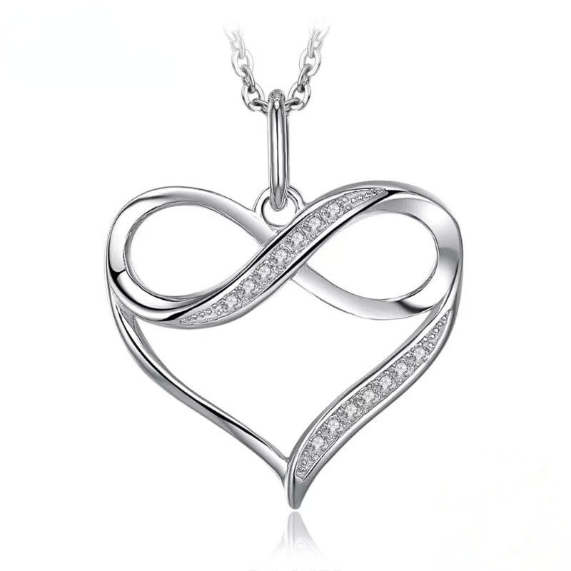 Rhinestone Infinity Heart Pendant Necklace Holiday Birthday Gift For Girls