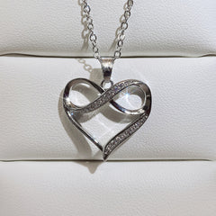Rhinestone Infinity Heart Pendant Necklace Holiday Birthday Gift For Girls