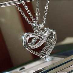 Rhinestone Infinity Heart Pendant Necklace Holiday Birthday Gift For Girls