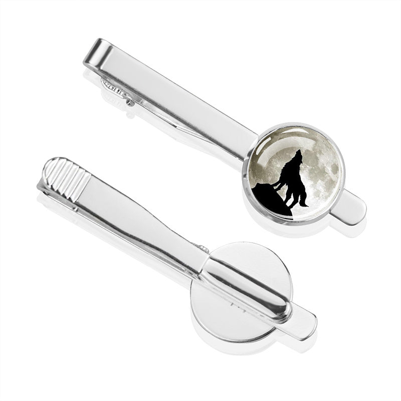 Wolf Tie Clip Men's Jewelry Suit Shirt Accessories Glass Inlay Gift