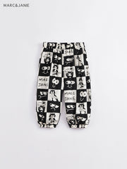 Girls Cartoon Elastic Cropped Pants Kids Summer Breathable Baggy Pants