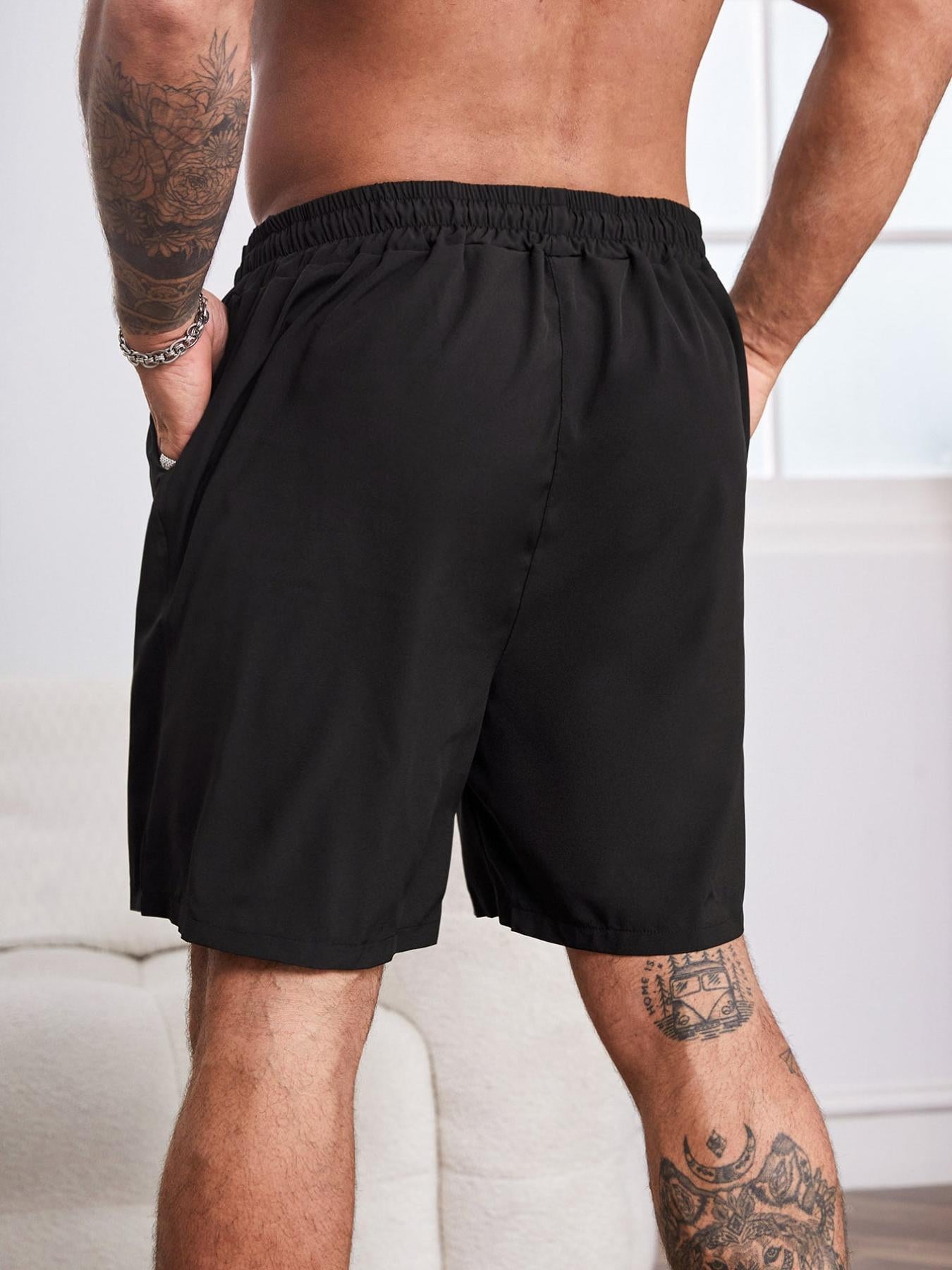 Men's Outdoor Casual Shorts with Pockets & Smiley Face Pattern