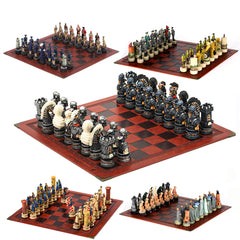32pcs Horror Chess Resin Hand painted Embossed Leather Board