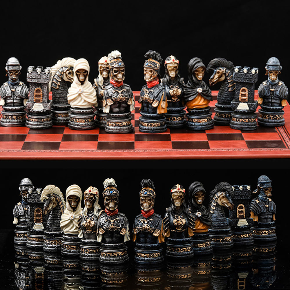 32pcs Horror Chess Resin Hand painted Embossed Leather Board
