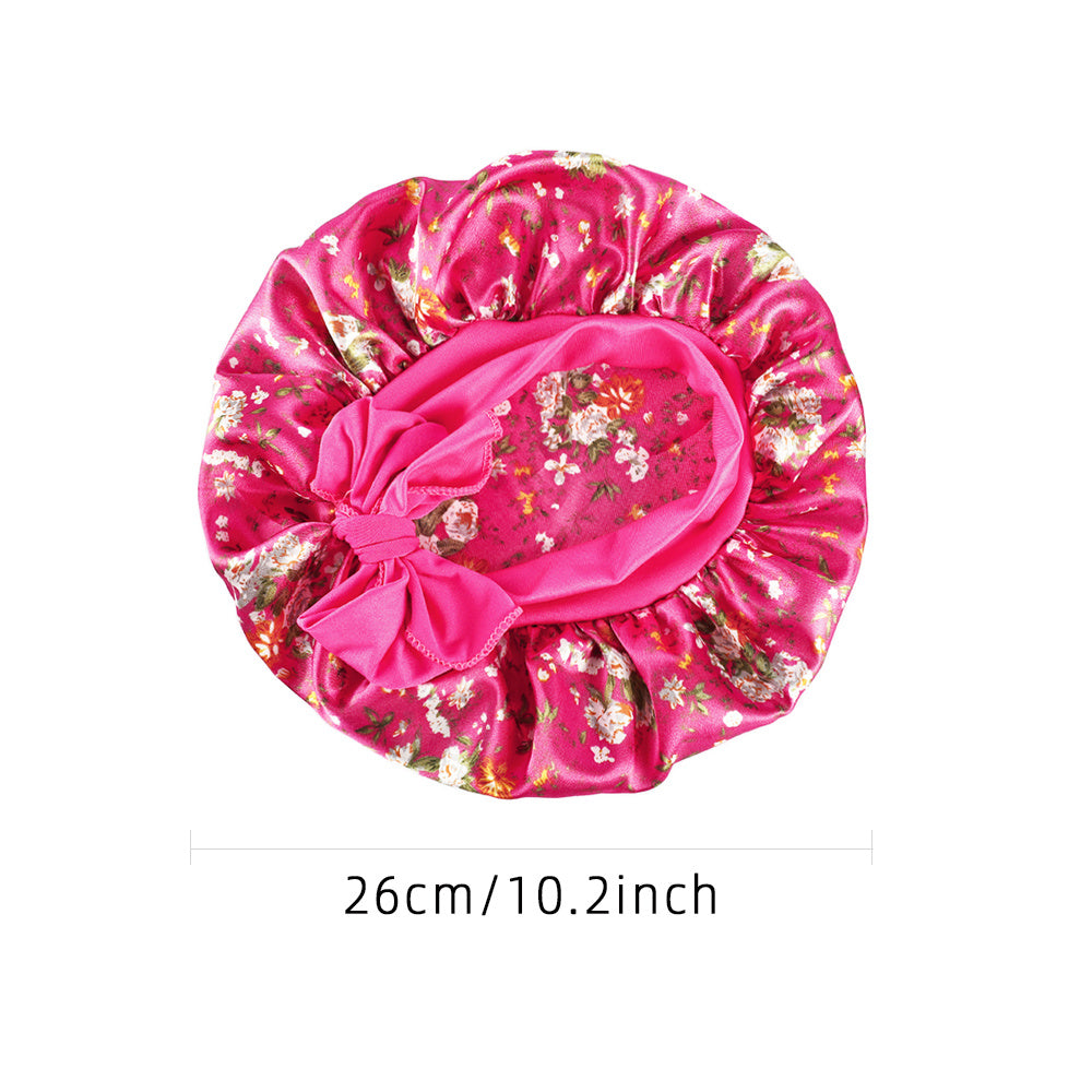 Girls Strap Sleeping Bonnet Hat Comfortable Elastic Nightcap For Long Hair