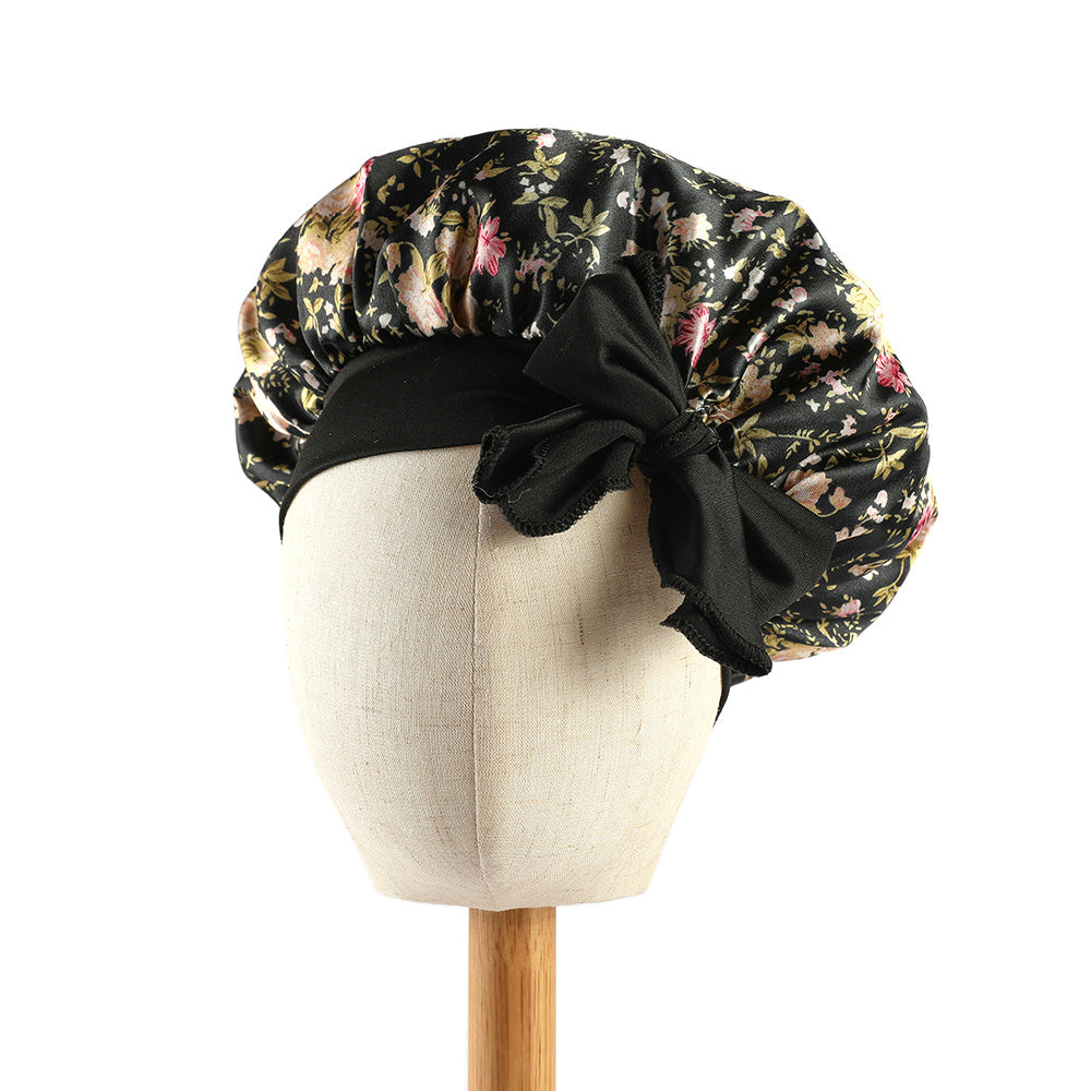 Girls Strap Sleeping Bonnet Hat Comfortable Elastic Nightcap For Long Hair