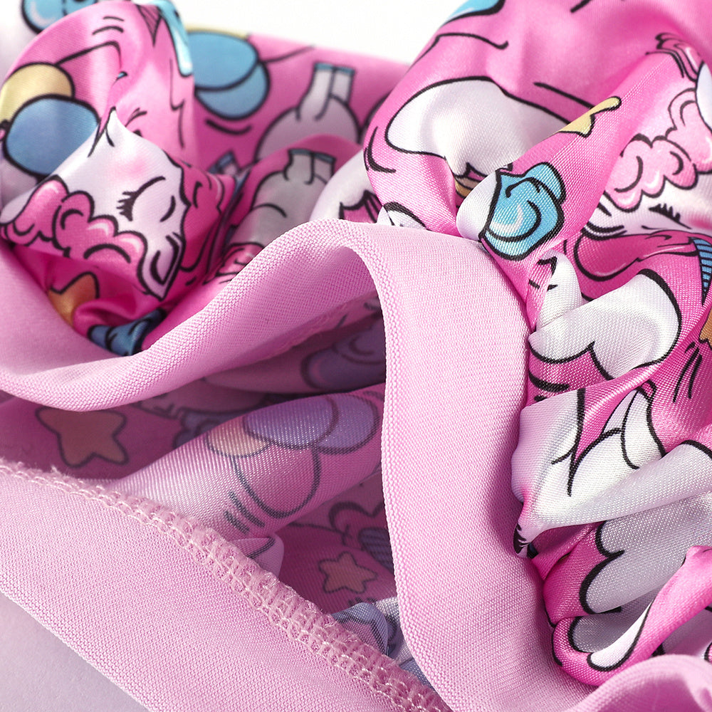 Girls Unicorn Print Sleeping Bonnet Hat for Long Hair Kids