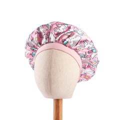 Girls Unicorn Print Sleeping Bonnet Hat for Long Hair Kids