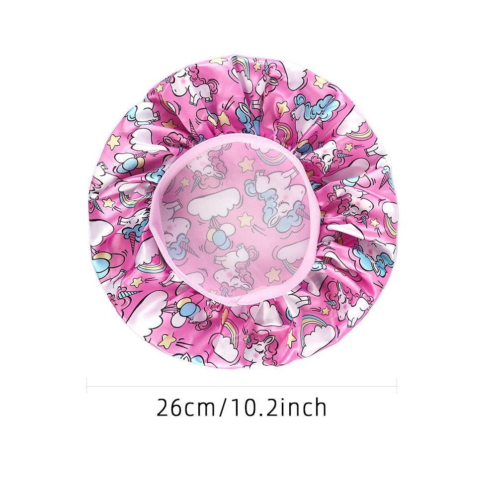 Girls Unicorn Print Sleeping Bonnet Hat for Long Hair Kids