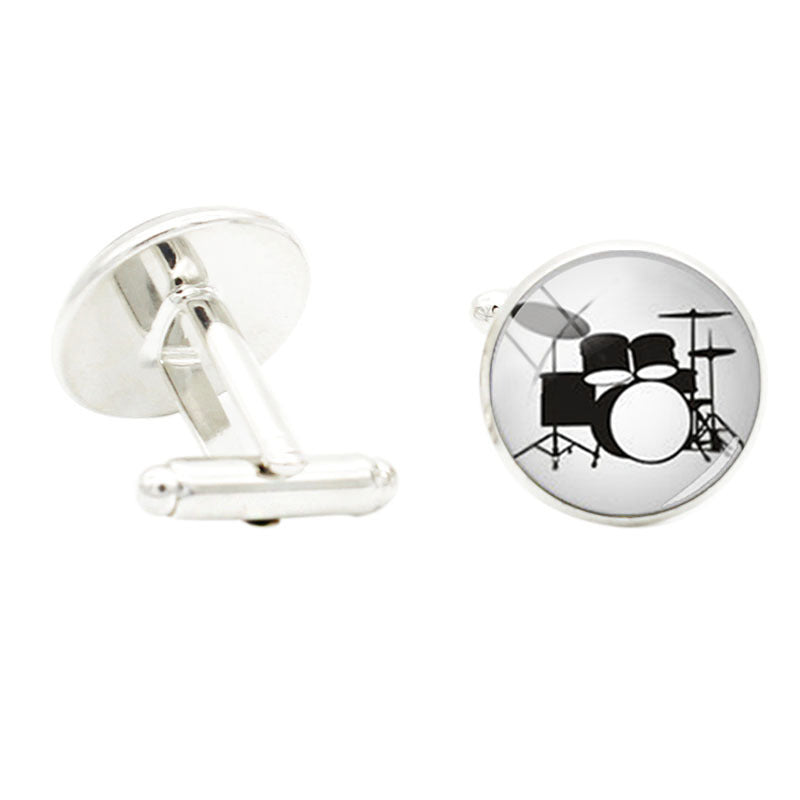 Band Instruments Photo Cufflinks Rhodium Plated Violin Family