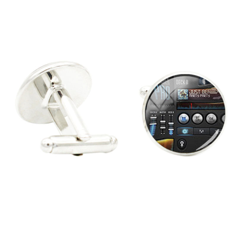 Band Instruments Photo Cufflinks Rhodium Plated Violin Family