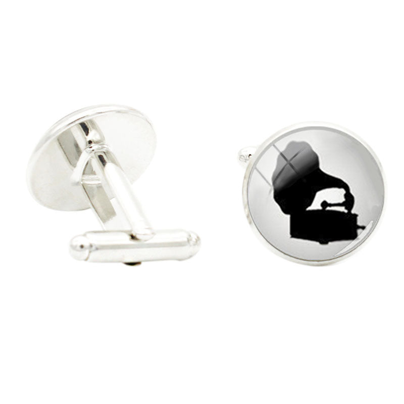 Band Instruments Photo Cufflinks Rhodium Plated Violin Family