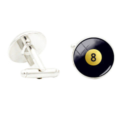 Glass Gem Billiard Ball Numbers Cufflinks - 8 Yellow 1 Red 3 - Sports Cuff Link
