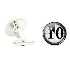 Baseball Team Numbers Glass Cufflinks Suit Shirt Rhodium Plated Sports Jewelry