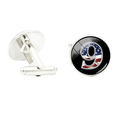 Baseball Team Numbers Glass Cufflinks Suit Shirt Rhodium Plated Sports Jewelry