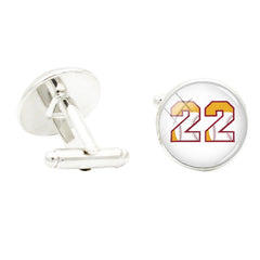 Baseball Team Numbers Glass Cufflinks Suit Shirt Rhodium Plated Sports Jewelry