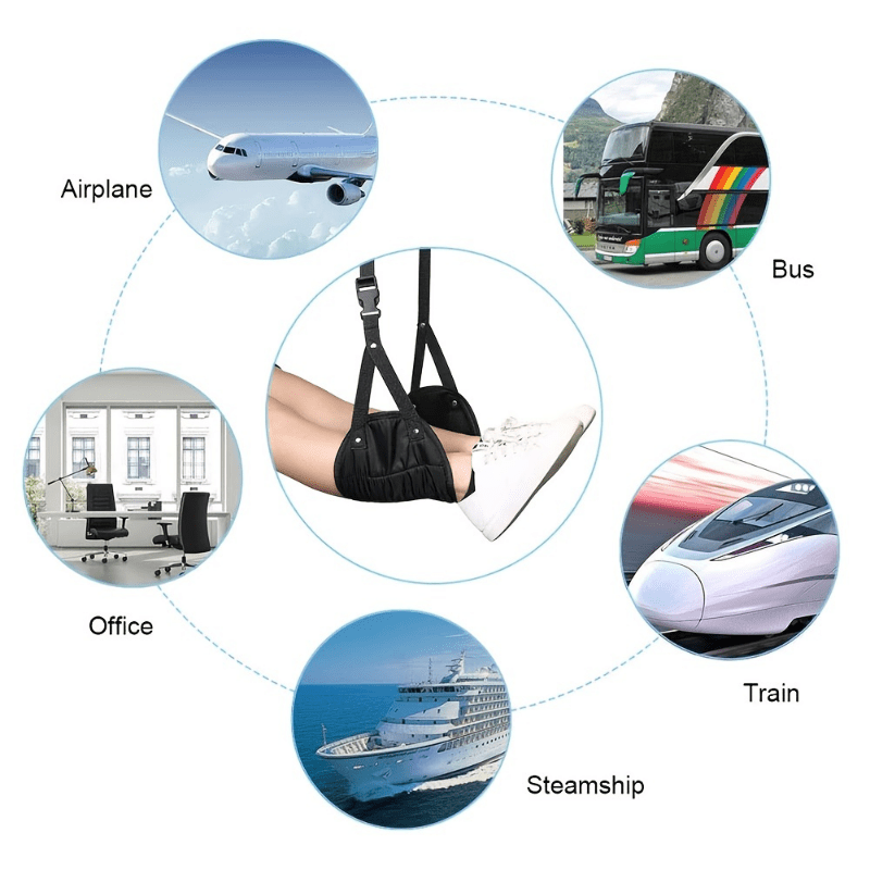 Portable Airplane Footrest Hammock, Travel Lightweight Foot Rest