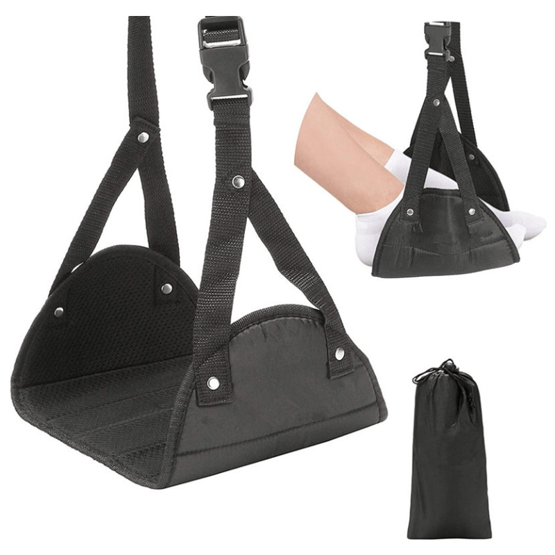 Portable Airplane Footrest Hammock, Travel Lightweight Foot Rest