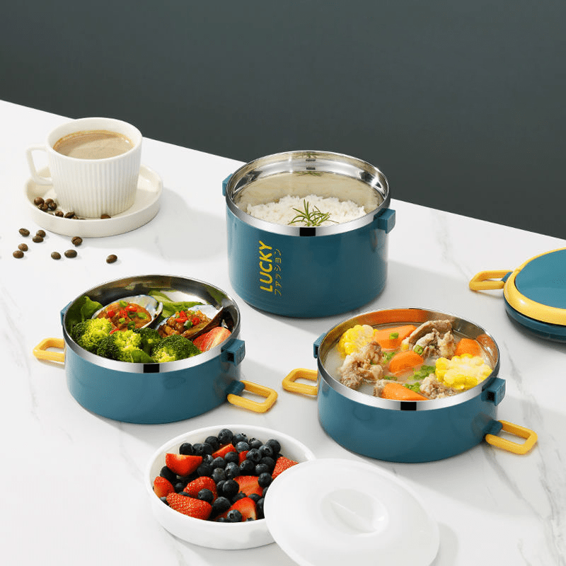 Large Capacity Stainless Steel Lunch Box Set with Bag