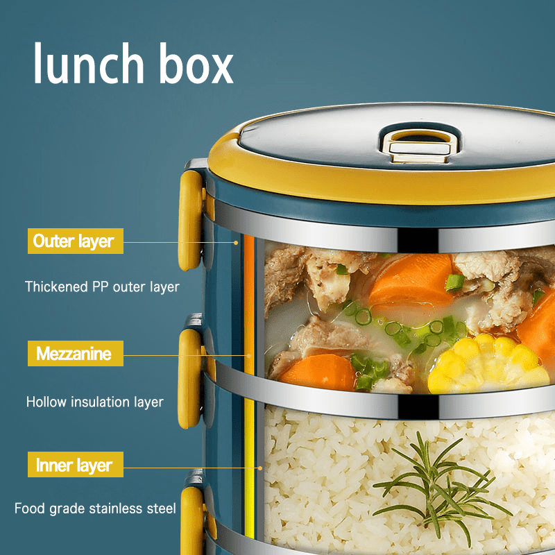 Large Capacity Stainless Steel Lunch Box Set with Bag