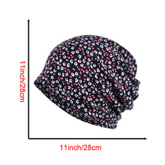 Floral Print Beanie Lightweight Elastic Slouchy Skull Hat