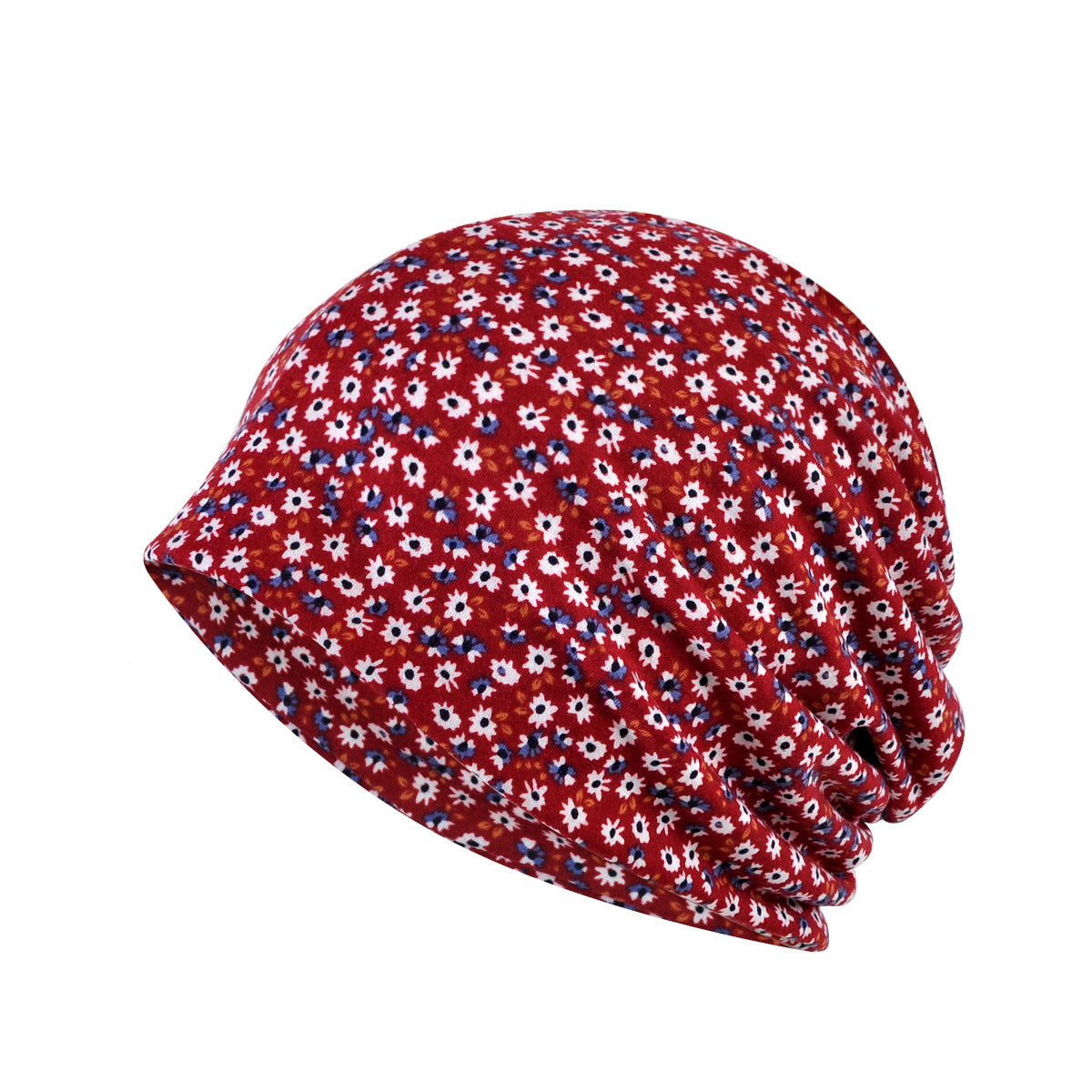 Floral Print Beanie Lightweight Elastic Slouchy Skull Hat