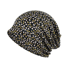 Floral Print Beanie Lightweight Elastic Slouchy Skull Hat