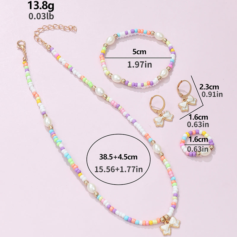 Kids Boho Beads Drip Bow Knot Set