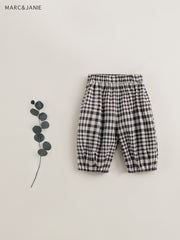 Girls Plaid Crop Pants Kids Cotton Cropped Pants