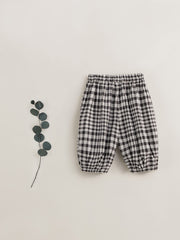 Girls Plaid Crop Pants Kids Cotton Cropped Pants